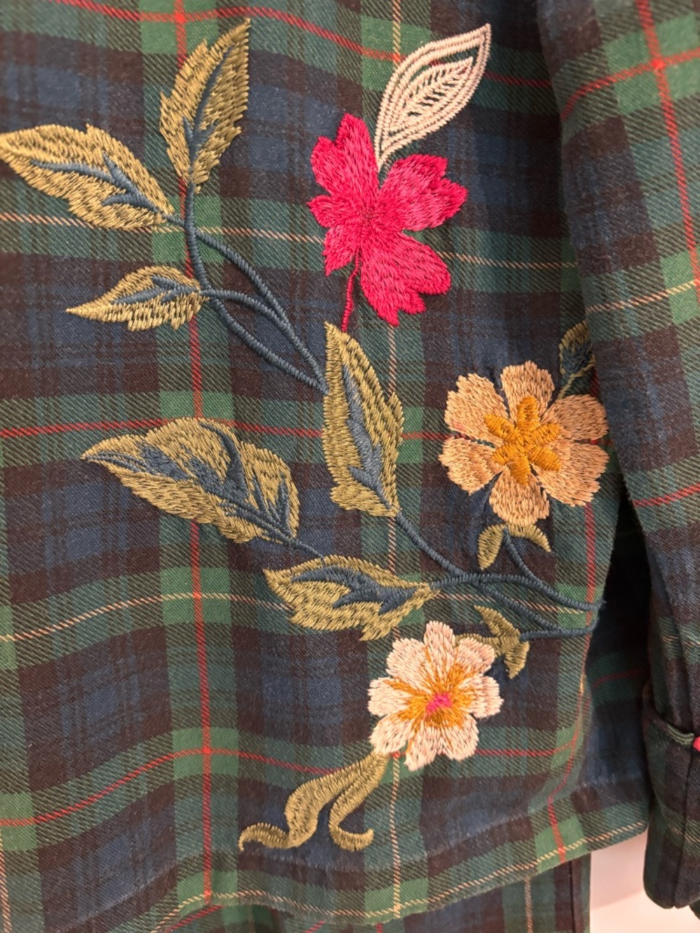 Johnny Was RHODA LONG Plaid Flannel Embroidered PJ SET - Picture 11 of 16